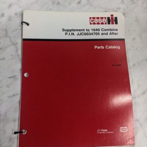 Supplement Manual -- Ih Case Parts List Catalog Model 1640 Combine 8-8960 1992