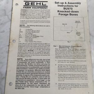 Gehl Farm Equipment Setup Assembly Instructions Bu970 Knocked Down Forage Boxes