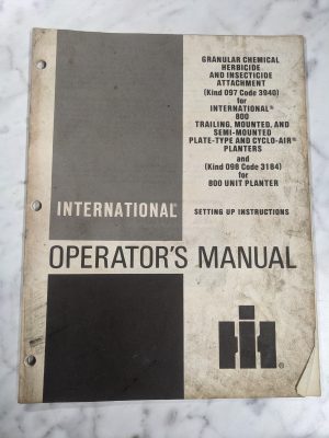 International Harvester Ih Operator Service Manual Setting Up Chemical & Planter