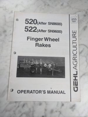 Gehl Agriculture Operator Service Manual 520/522 Finger Wheel V-Rake 907075