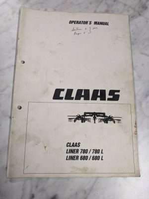 Claas Operator Owner Service Manual Liner Model 780 L 1998 Germany