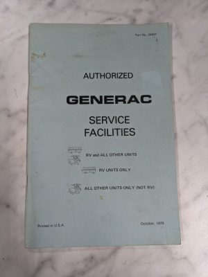 Generac Authorized Service Facilities Rv & Non Rv 1979 34551 Sales Dealer Book