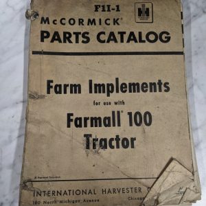Ih Service Parts List Catalog Manual Implements For Farmall 100 Tractor F1I-1