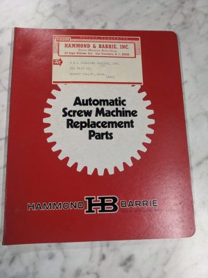 Hammond Hb Barrie Automatic Screw Machine Replacement Parts Price List 2/1/72