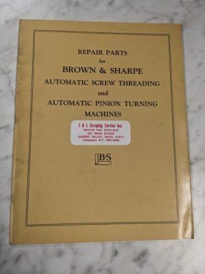 Brown & Sharpe Repair Parts List Manual Catalog Auto Screw & Pinion Turning 1948
