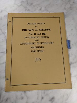 Brown & Sharpe Repair Parts List Manual Catalog #0 0G Auto Screw Machine 1949
