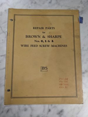 Brown & Sharpe Repair Parts List Manual Catalog #0 1 2 Wire Screw Machine 1949