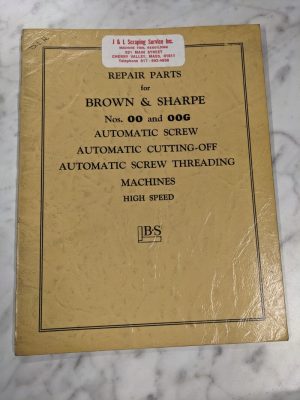Brown & Sharpe Repair Parts List Manual Catalog #00G Oog Auto Screw Machine 1945