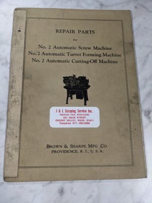 Brown & Sharpe Repair Parts List Manual Catalog #2 Auto Screw Machine 1936
