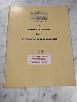 Brown & Sharpe Repair Parts List Manual Catalog #4 Auto Screw Machine 542-4/2