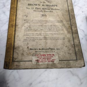Brown & Sharpe Repair Parts List Manual Catalog #12 Plain Milling Machine 1943