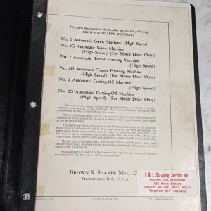 Brown & Sharpe Repair Parts List Manual Catalog #2G Auto Screw Turret Machine