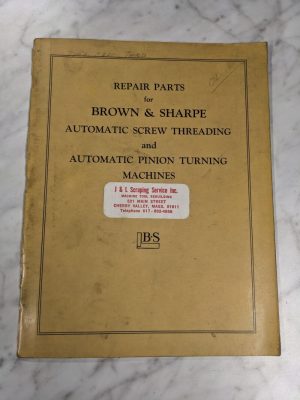 Brown & Sharpe Repair Parts List Manual Catalog 500 Auto Screw Turning Machine