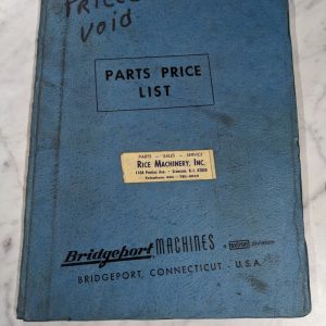 Bridgeport Machine Tool Price List Book Sales Brochure & Parts Diagram Manual