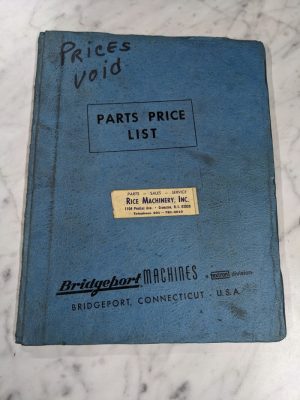 Bridgeport Machine Tool Price List Book Sales Brochure & Parts Diagram Manual