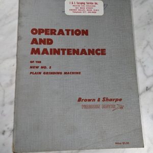 Brown & Sharpe Operator Service Manual #5 Plain Grinding Machine 1960