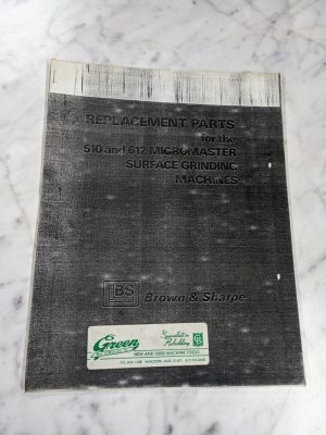 Brown & Sharpe Repair Part List Manual Catalog 510 612 Micromaster Grinder Copy
