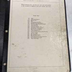 Brown & Sharpe Repair Part List Manual Catalog #12 Milling Machine