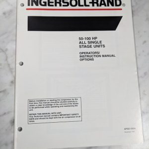 Ingersoll Rand Operator Instruction Service Manual 50-100 Hp Single Stage 1997