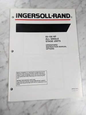 Ingersoll Rand Operator Instruction Service Manual 50-100 Hp Single Stage 1997