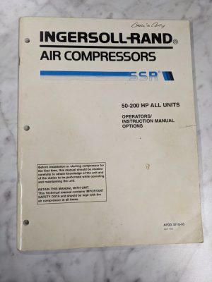 Ingersoll Rand Operator Instruction Service Manual 50-200 Hp All Units 321G-95