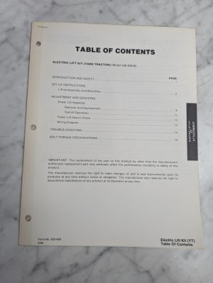 Ford Repair Service Manual Electric Lift Kit Attachment Gb 63646 1984 Yard Yt