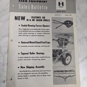 International Harvester Sales Bulletin Farm Equipment M & Mf Grain Drills 1957