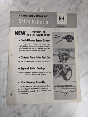 International Harvester Sales Bulletin Farm Equipment M & Mf Grain Drills 1957