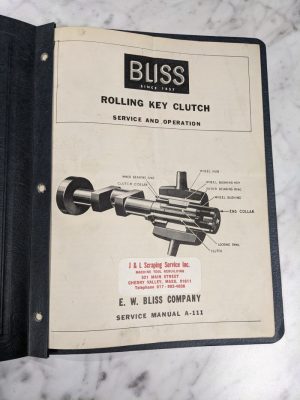 E W Bliss Operator Service Manual Parts List Rolling Key Clutch A-111 Machine