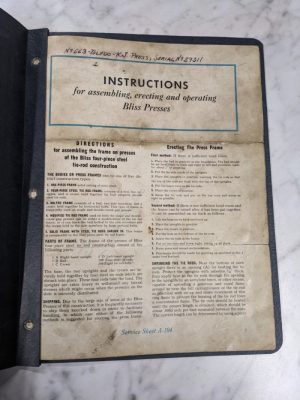 E W Bliss Operator Service Manual Parts List Presses A-104 E B A C D Types 1948