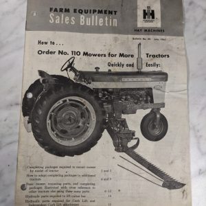 International Harvester Ih Sales Dealer Bulletin #20 1961 110 Mower Tractor