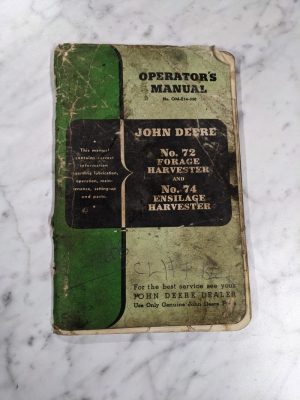 John Deere Jd Operator Service Manual #72 74 Forage Ensilage Harvester