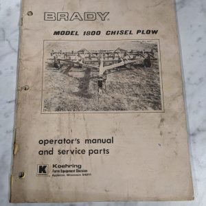 Brady Model 1800 Chisel Plow Operator Manual Service Parts List Farm Equipment