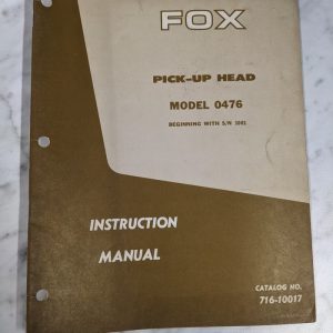 Fox Operator Service Manual Model 0476 Pick-Up Head 716-10017 Farm Equipment