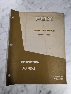Fox Operator Service Manual Model 0800 Pick-Up Head 716-10116 Farm Equipment