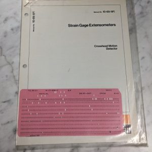 Instron Strain Gage Extensometers Crosshead Motion Detector 10-69-1(F) Manual