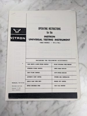 Instron Operator Service Manual Universal Testing Instrument Tm Tm-L 1970