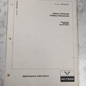 Instron Maintenance Service Manual Universal Testing Instrument Tm-M-L Tm-L