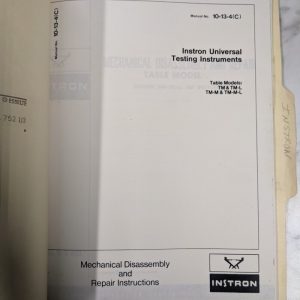 Instron Repair Assembly Service Manual Universal Testing Instrument Tm-M-L Tm-L
