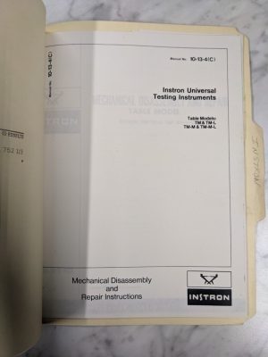 Instron Repair Assembly Service Manual Universal Testing Instrument Tm-M-L Tm-L