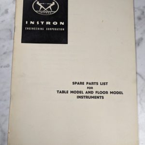 Instron Spare Parts List Book Manual Catalog Table & Floor Models Tt Tm Tester