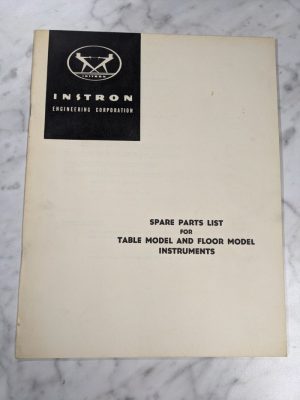 Instron Spare Parts List Book Manual Catalog Table & Floor Models Tt Tm Tester
