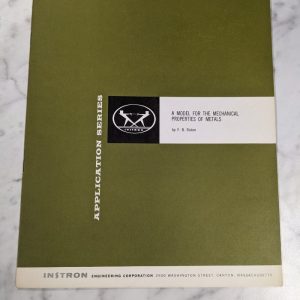Instron Model Mechanical Properties Of Metals M-8 Application Series Manual