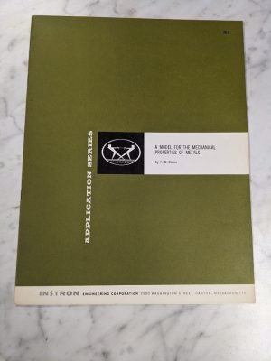 Instron Model Mechanical Properties Of Metals M-8 Application Series Manual