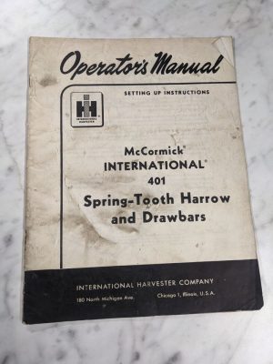 International Harvester Ih Operator Setup Service Manual 401 Harrow Drawbar