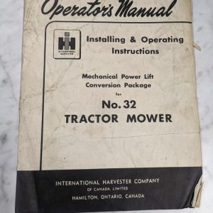 International Harvester Ih Operator Manual 32 Tractor Mower Power Lift Pkg