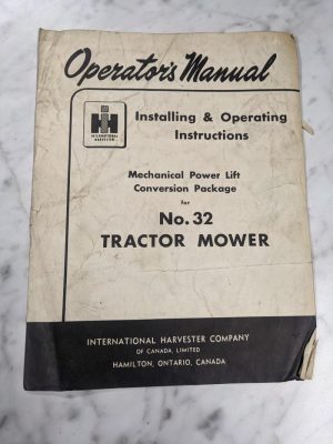 International Harvester Ih Operator Manual 32 Tractor Mower Power Lift Pkg