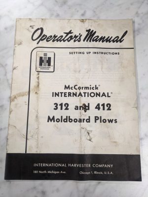 International Harvester Ih Operator Setup Service Manual 312 412 Moldboard Plow