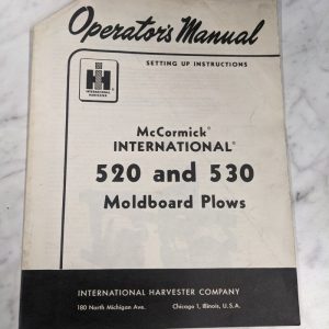 International Harvester Ih Operator Service Manual #520 530 Moldboard Plow 1962