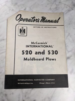 International Harvester Ih Operator Service Manual #520 530 Moldboard Plow 1962